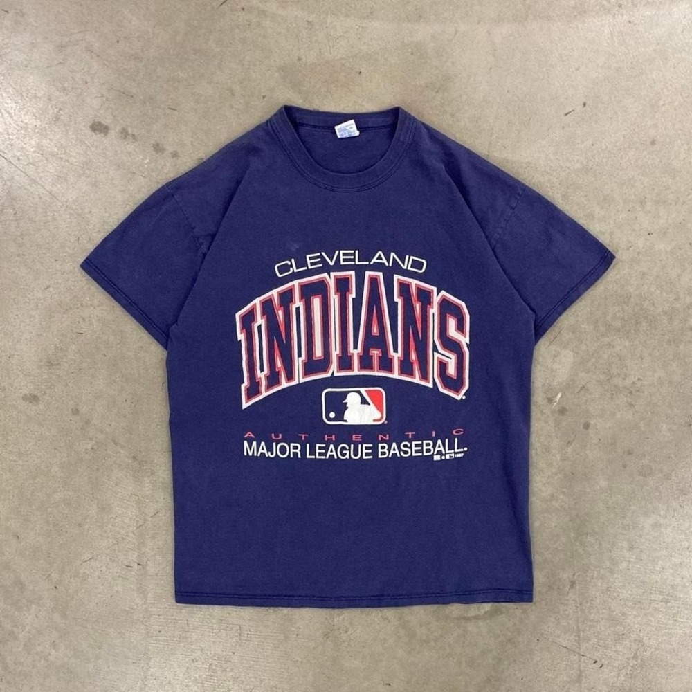 Vintage 90s Cleveland Indiana Russell Athletic MLB‎ Baseball T-Shirt Size L